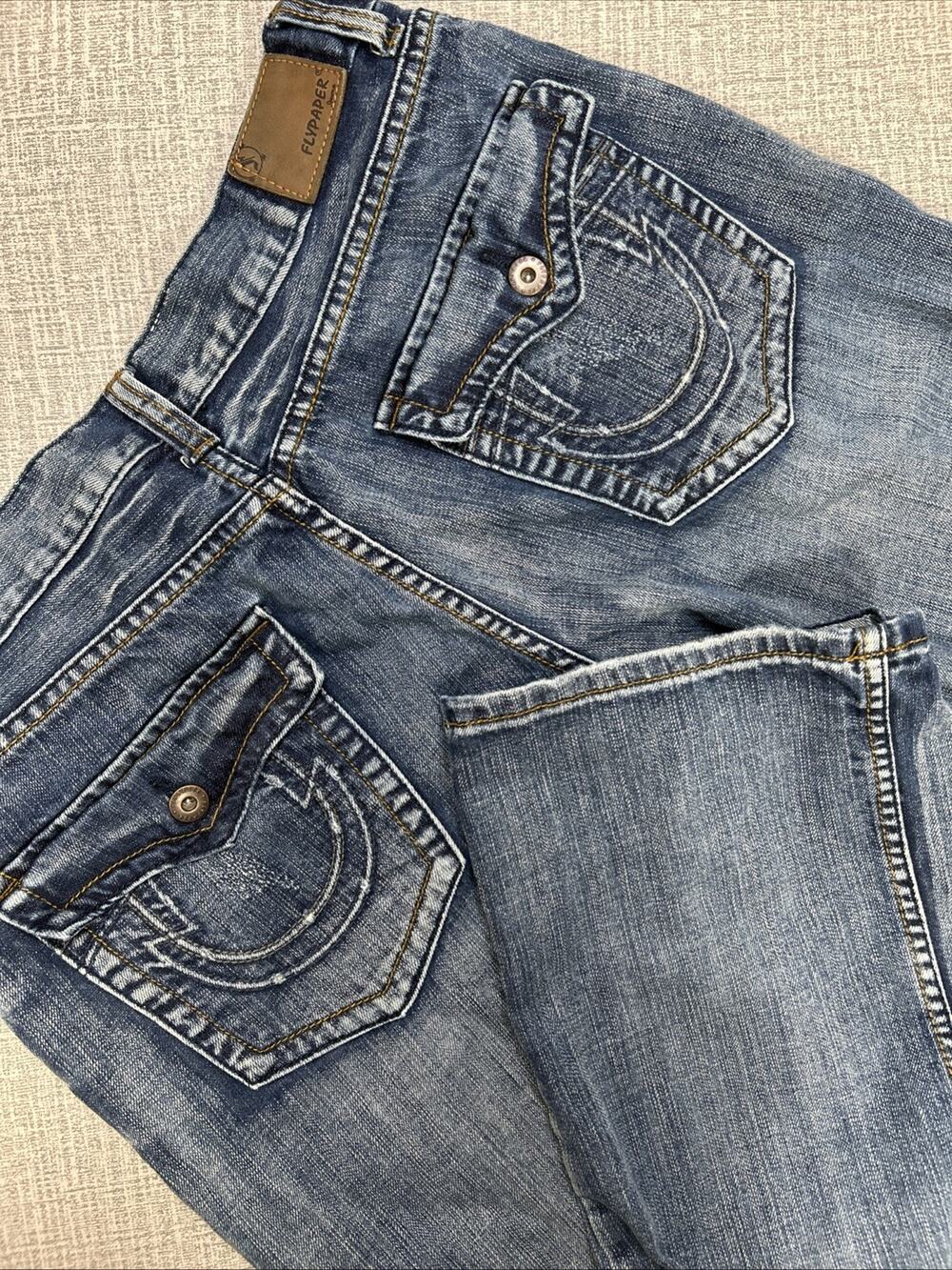 Vintage Y2K Flypaper Bootcut Embroidered Denim Jeans Grunge Skater 34x30 Actual
